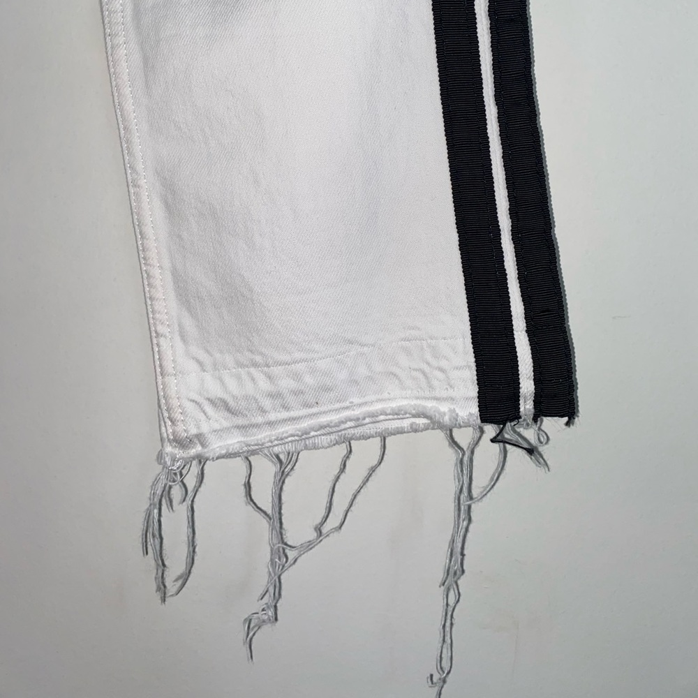 Mango Distressed White Jeans with Black Side Stripes - Picture 6 of 13